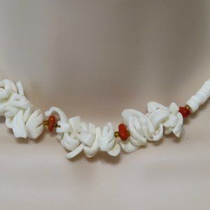 Seashell and gemstone beaded choker necklace